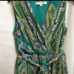 Evan Picone green paisley print dress sz 12